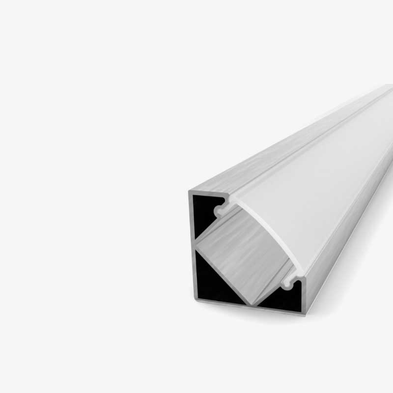 Kutni aluminijski profil za LED traku opalno bijeli difuzor 19.0 x 19.0 mm