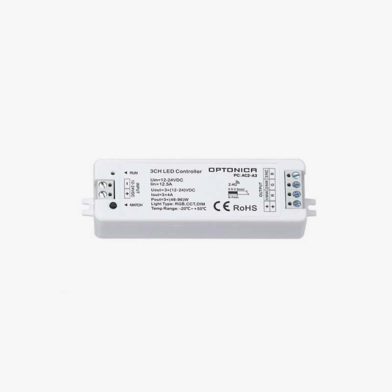 Zonski kontroler za jednobojne, CCT i RGB LED trake 12-24V DC