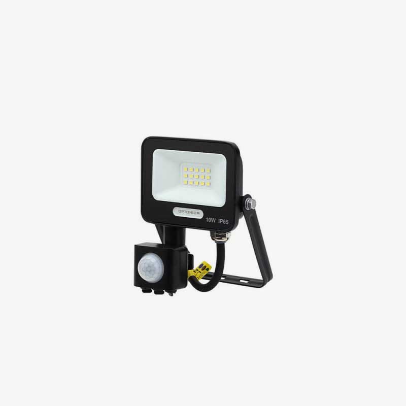 Crni LED reflektor 10W 900 lm s PIR senzorom pokreta